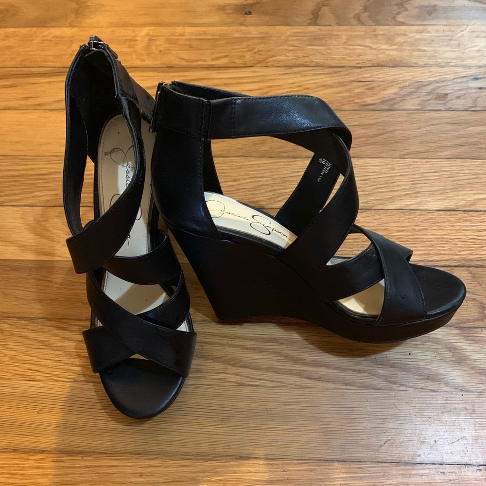 COPY - Jessica Simpson strap leather wedges